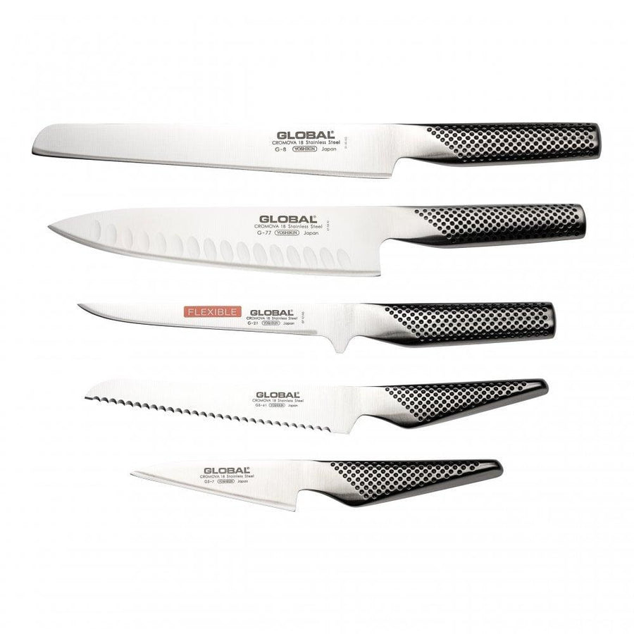 Global 5 Piece Kitchen Knife Set with Storage Dock - G-88/77821617 - Millys Store