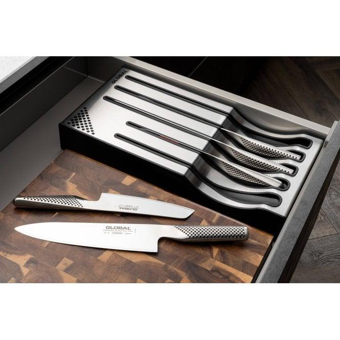 Global 5 Piece Kitchen Knife Set with Storage Dock - G-88/239511 - Millys Store