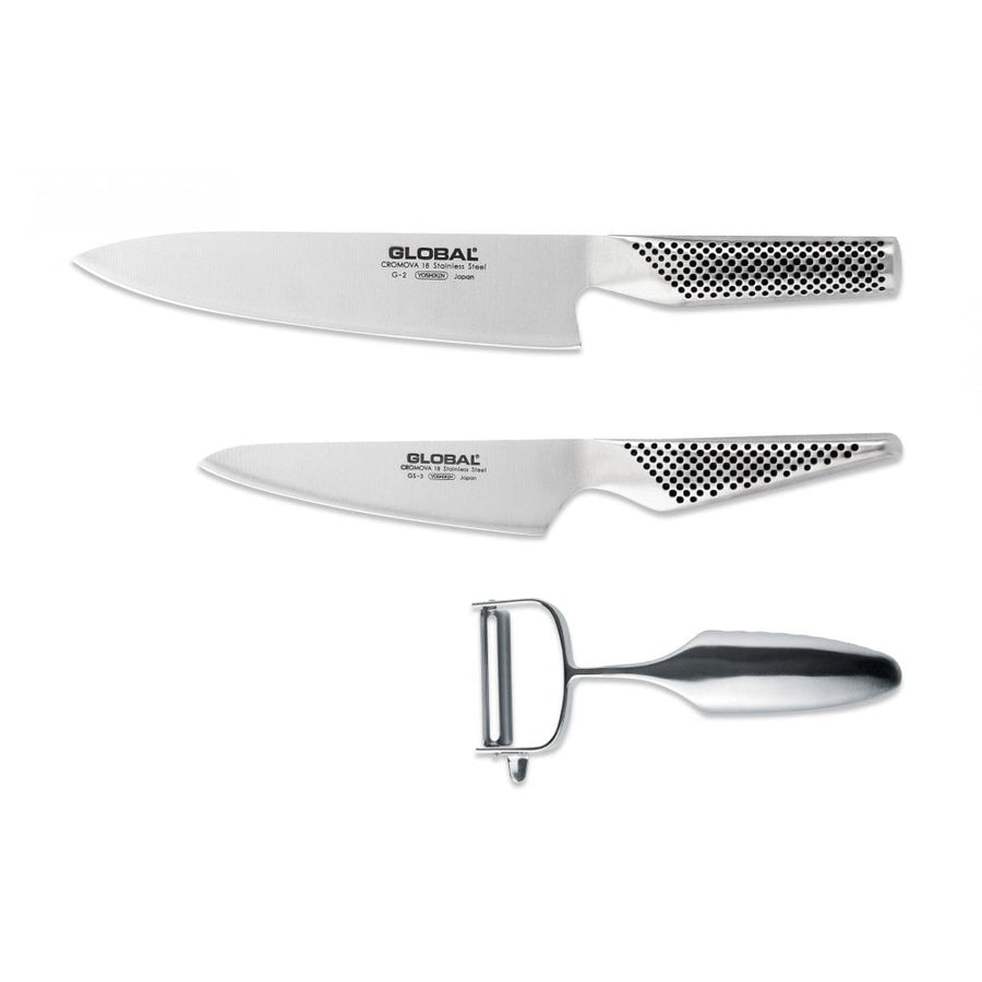 Global Knives 3 Piece Kitchen Knife and Peeler Starter Set - G23680
