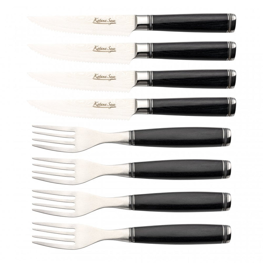 Katana Saya Pakkawood 8 Piece Knife and Fork Set