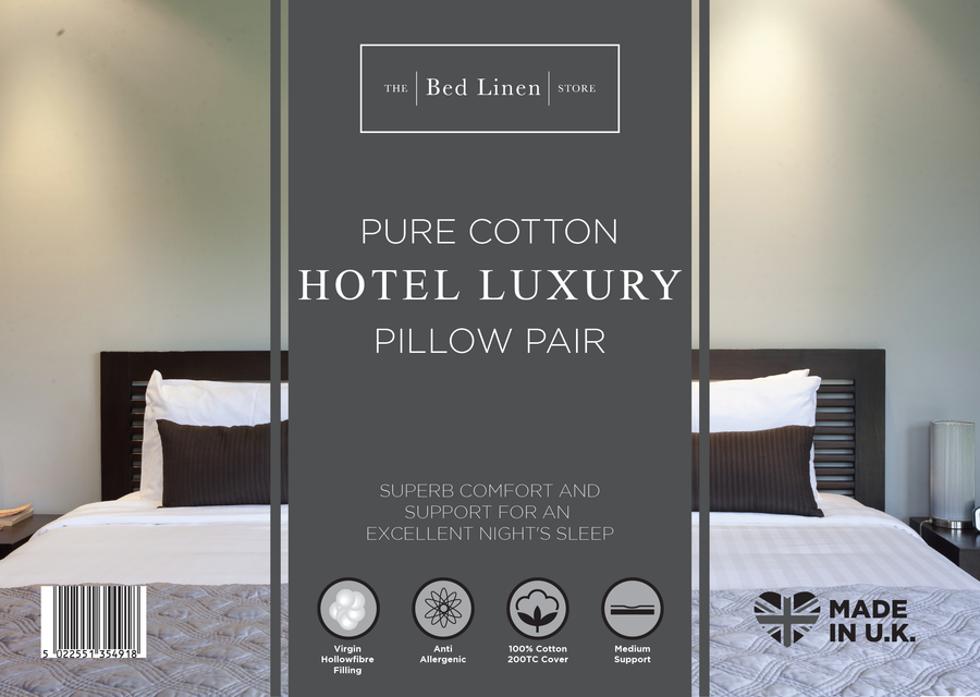 The Bed Linen Store Pure Cotton Hotel Luxury Pillow Pair