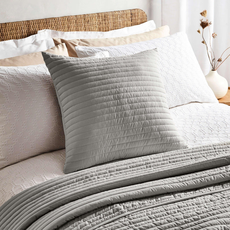 Bianca Silver Quilted Lines Filled Cushion - Millys Store