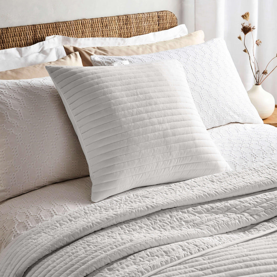 Bianca White Quilted Lines Filled Cushion - Millys Store