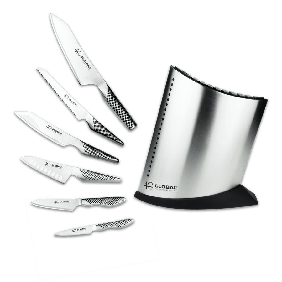 Global Knife Sets G-52AN7-C 40th Anniversary 7 Piece Knife Block Set