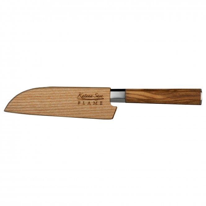 Katana Saya Flame Olive Wood 12cm Santoku Knife