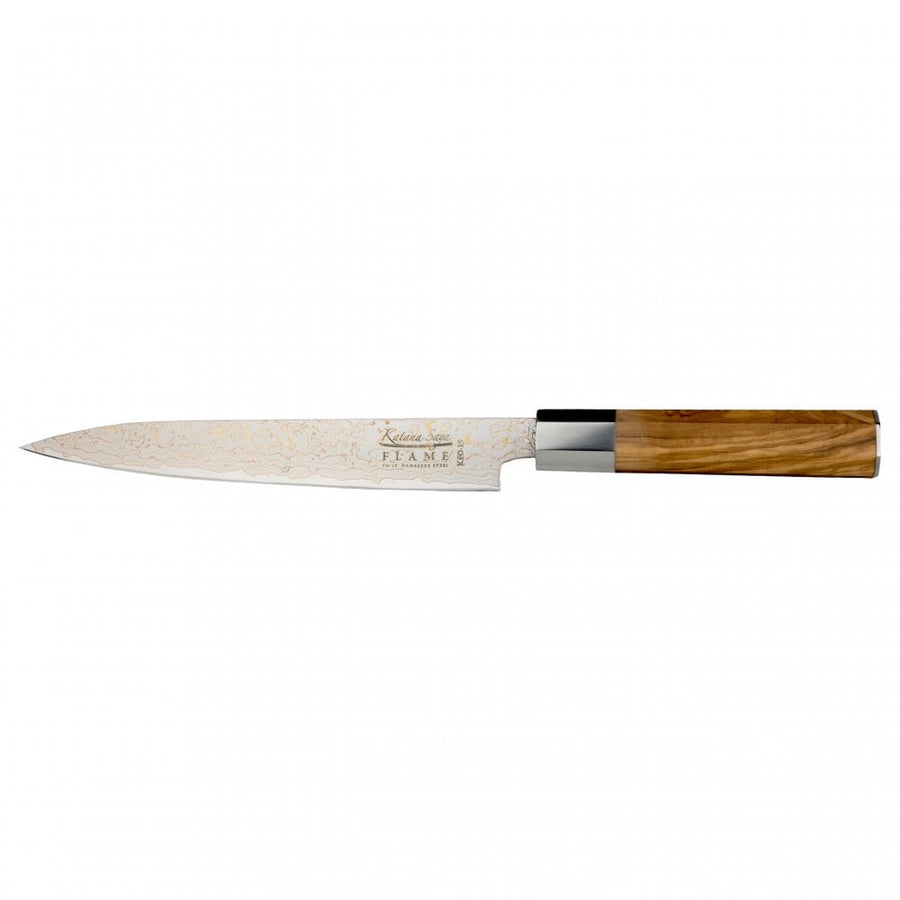 Katana Saya Flame Olive Wood 20cm Carving Knife