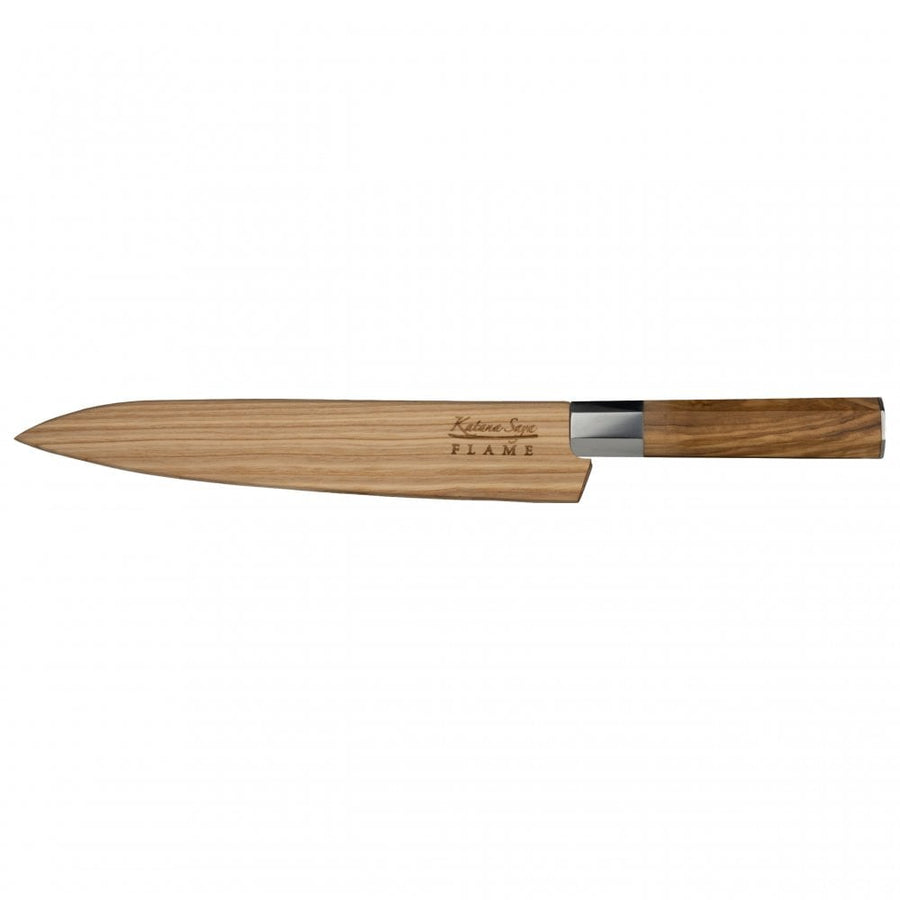 Katana Saya Flame Olive Wood 20cm Carving Knife