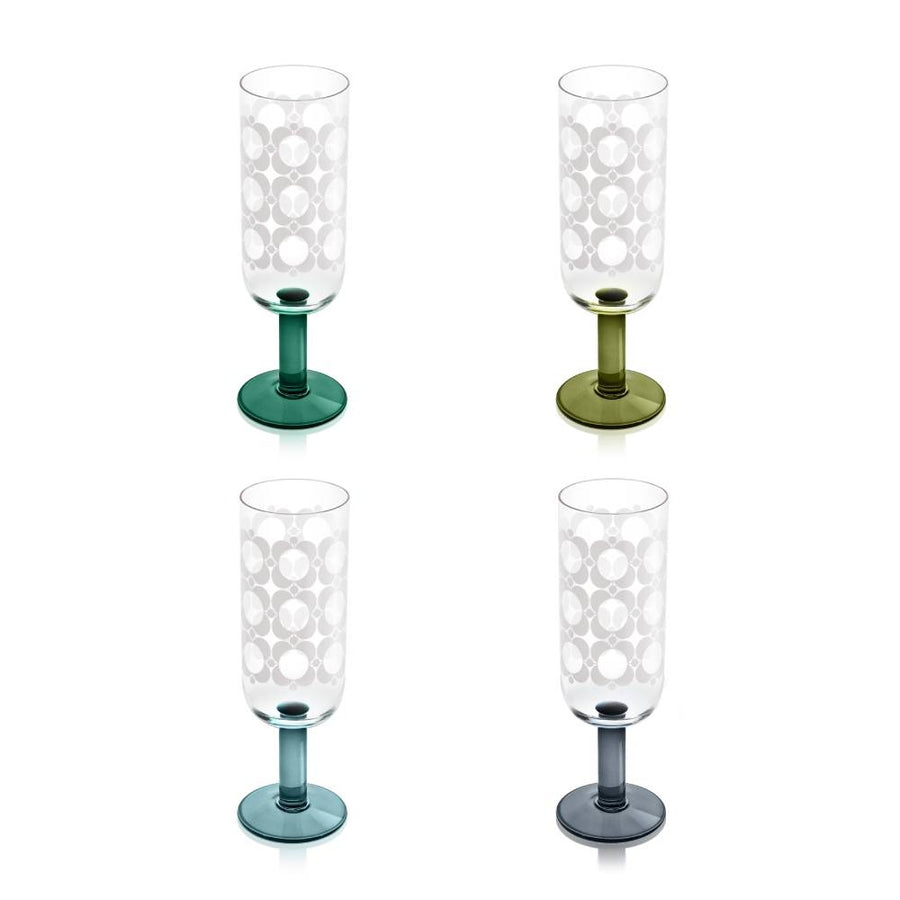 Orla Kiely Atomic Flower Set of 4 Champagne Glasses