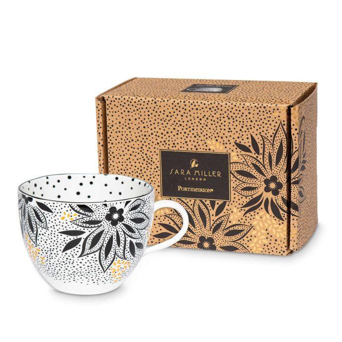 Sara Miller Artisanne Noir Mug, Lotus - Millys Store