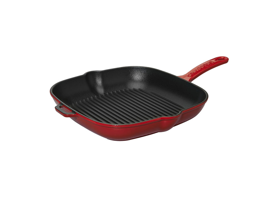 Chasseur Cast Iron Invicta Square 26cm Grill Pan - Red - Millys Store