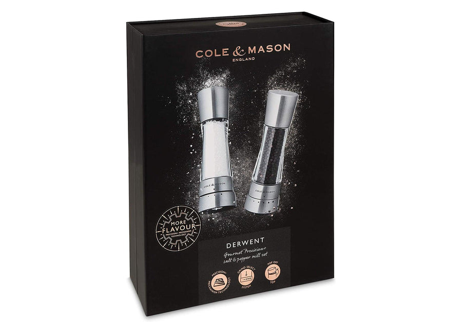 Cole & Mason Gourmet Precision Derwent Salt & Pepper Mill Gift Set, Stainless Steel & Acrylic, 19cm - Millys Store