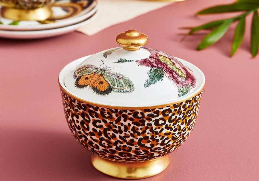 Creatures of Curiosity Leopard Print Sugar Bowl with Lid - Millys Store