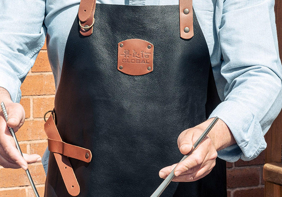 Global GL-8260 Deluxe Leather Apron -Black - Millys Store