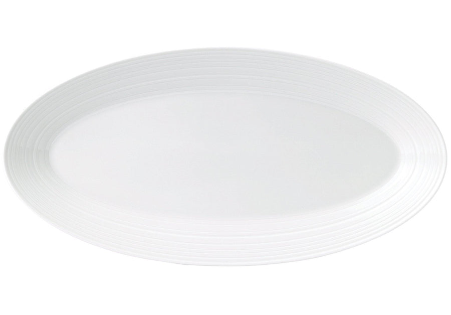Jasper Conran China White Oval Dish Embossed Strata 39cm - Millys Store