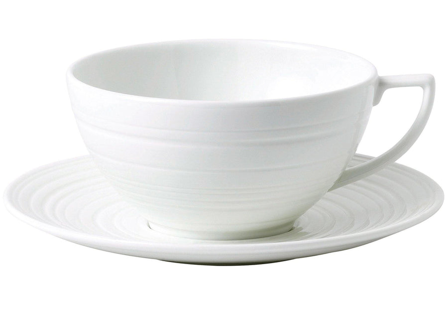Jasper Conran China White Teacup and Saucer Embossed Strata - Millys Store