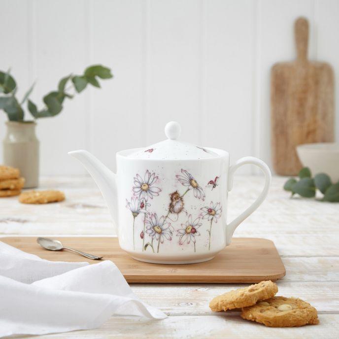 Royal Worcester Wrendale Mouse & Flower Teapot 1.3L / 2 Pints - Millys Store