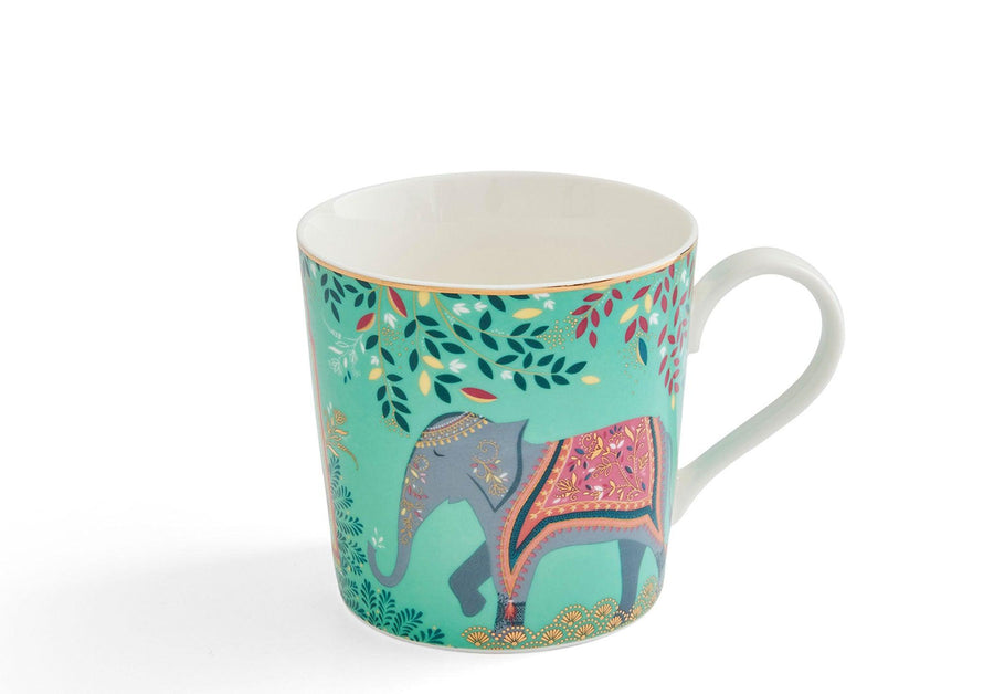 Sara Miller India Collection Elephant's Oasis Light Jade Mug - Millys Store