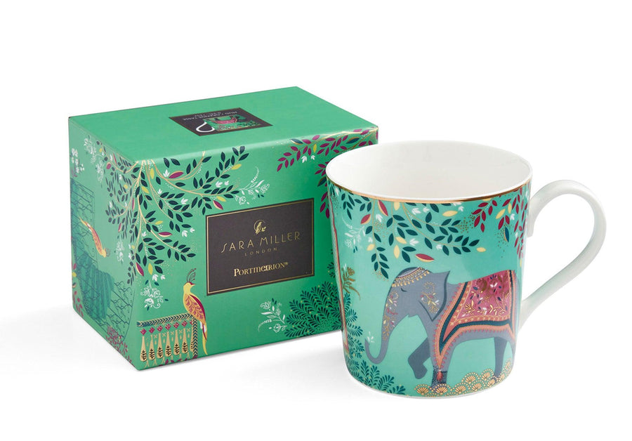 Sara Miller India Collection Elephant's Oasis Light Jade Mug - Millys Store