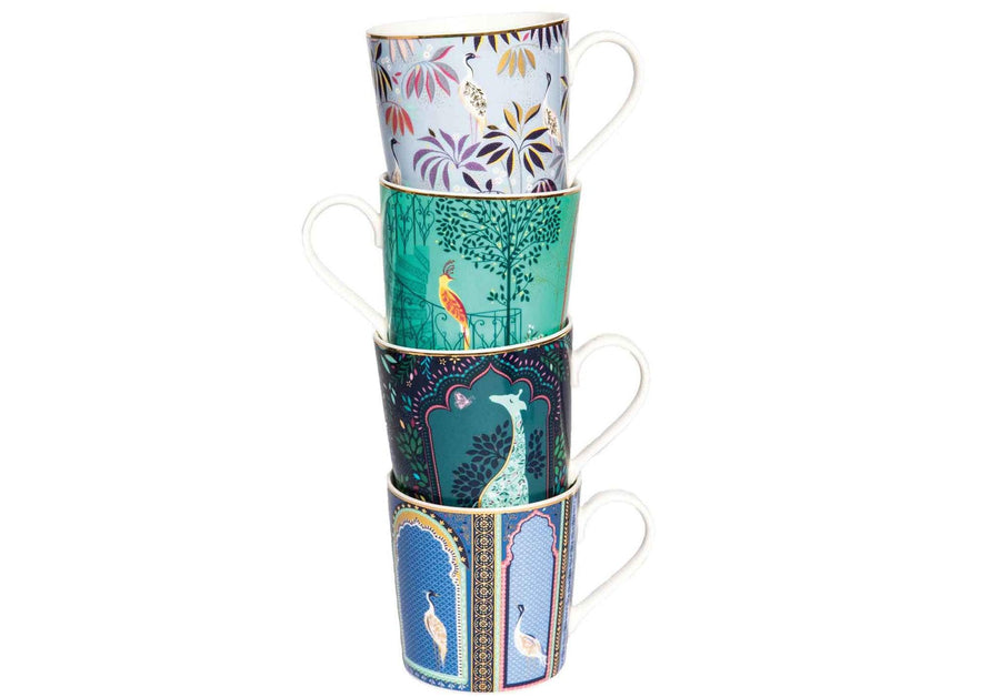 Sara Miller India Collection Elephant's Oasis Light Jade Mug - Millys Store