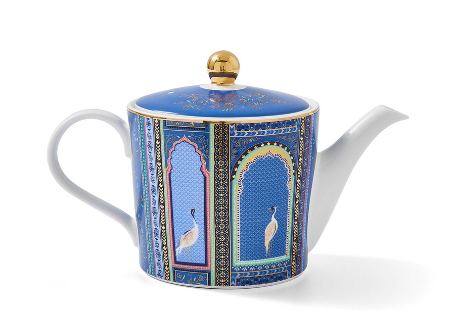 Sara Miller India Collection Lattice Window's Indigo Tea Pot - Millys Store