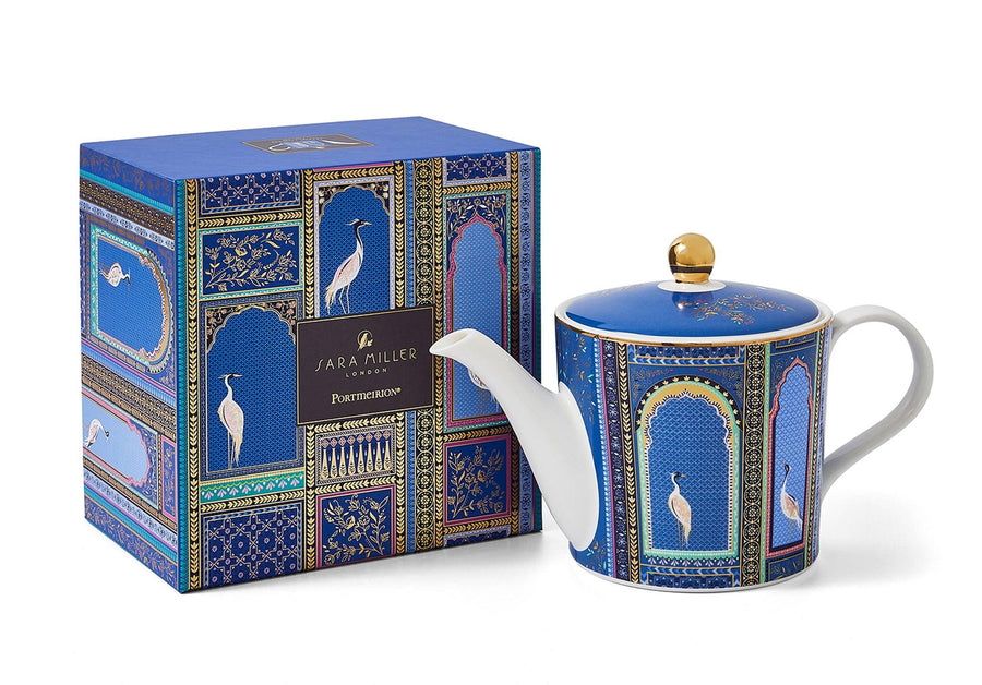 Sara Miller India Collection Lattice Window's Indigo Tea Pot - Millys Store