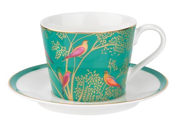 Sara Miller London for Portmeirion Chelsea Collection Tea Cup & Saucer Green - Millys Store
