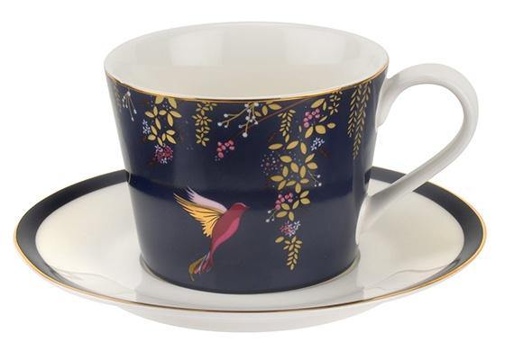 Sara Miller London for Portmeirion Chelsea Collection Tea Cup & Saucer Navy - Millys Store