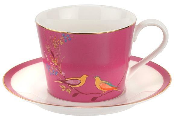 Sara Miller London for Portmeirion Chelsea Collection Tea Cup & Saucer Pink - Millys Store