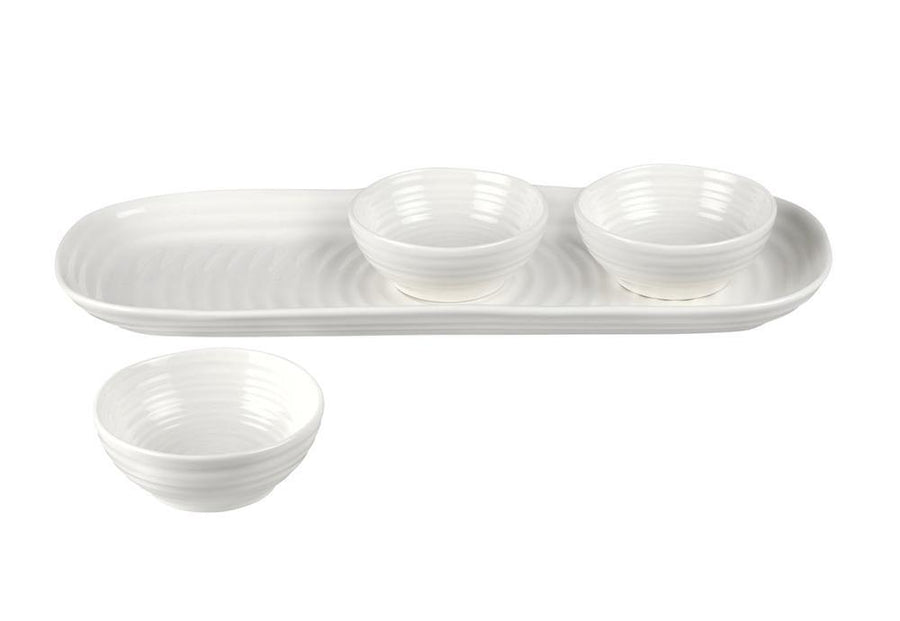 Sophie Conran for Portmeirion 3 Dip Bowls & Tray White - Millys Store