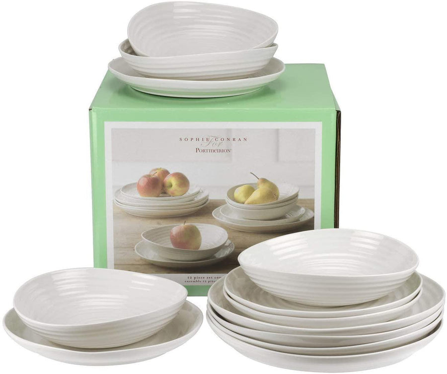 Sophie Conran for Portmeirion White 12 Piece Coupe Dinner Set for 4 People - Millys Store