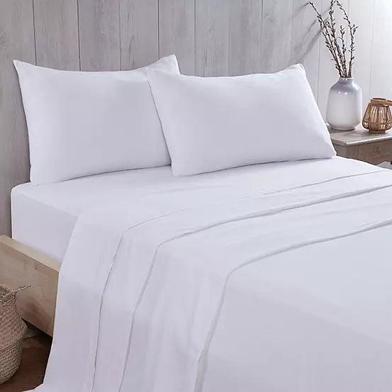 Vantona Easycare 100% Brushed Cotton flannelette fitted Sheets - White - Millys Store