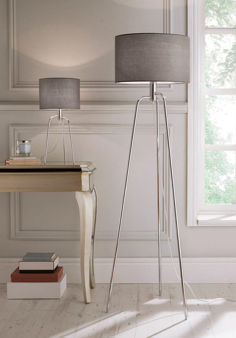 Village At Home Jerry Tripod Floor Lamp Chrome