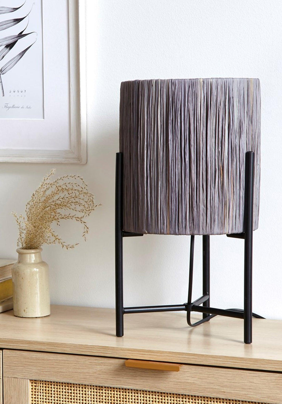 Village At Home Raff Table Lamp Black Base and Grey Shade- Millys Store