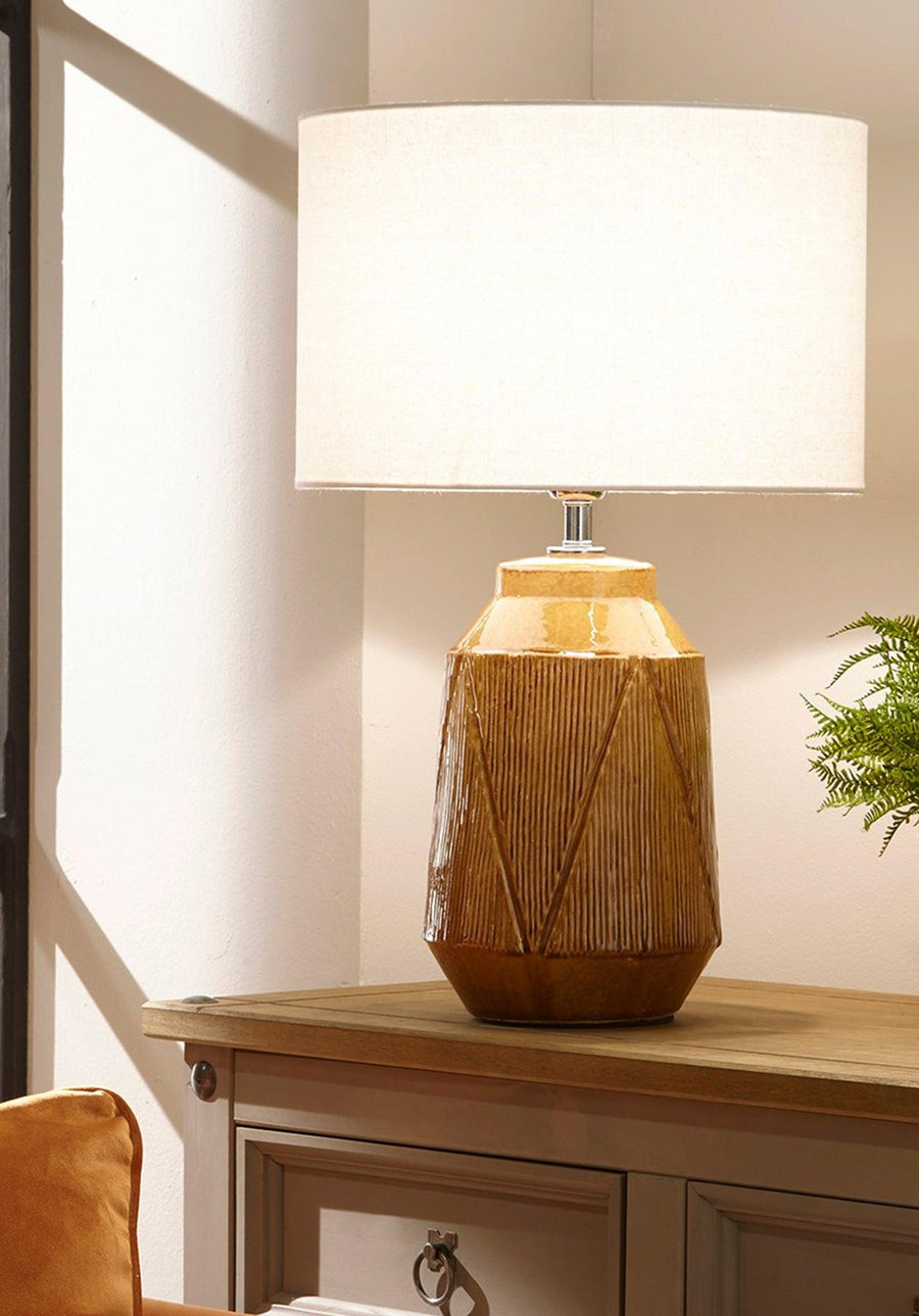 Village At Home Safi Ceramic Table Lamp Ochre Lifestyle