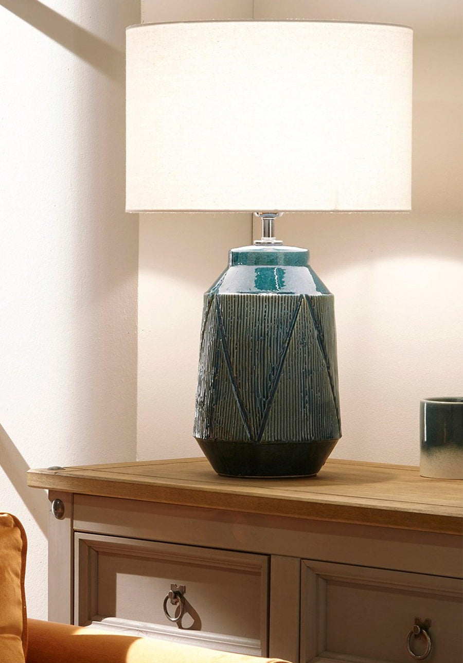 Village At Home Safi Table Lamp Teal Lifestyle
