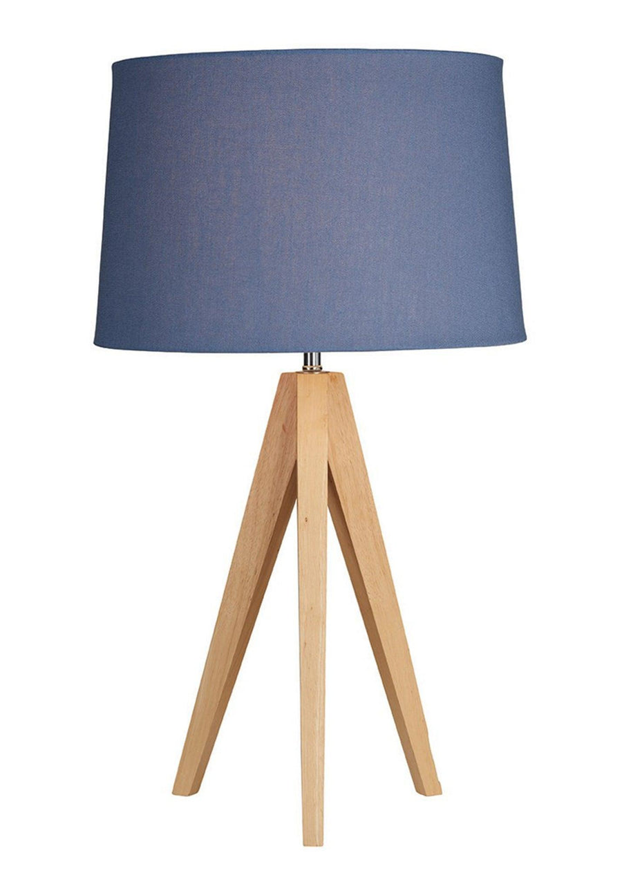 Village At Home Wooden Tripod Table Lamp - Denim Blue- Millys Store