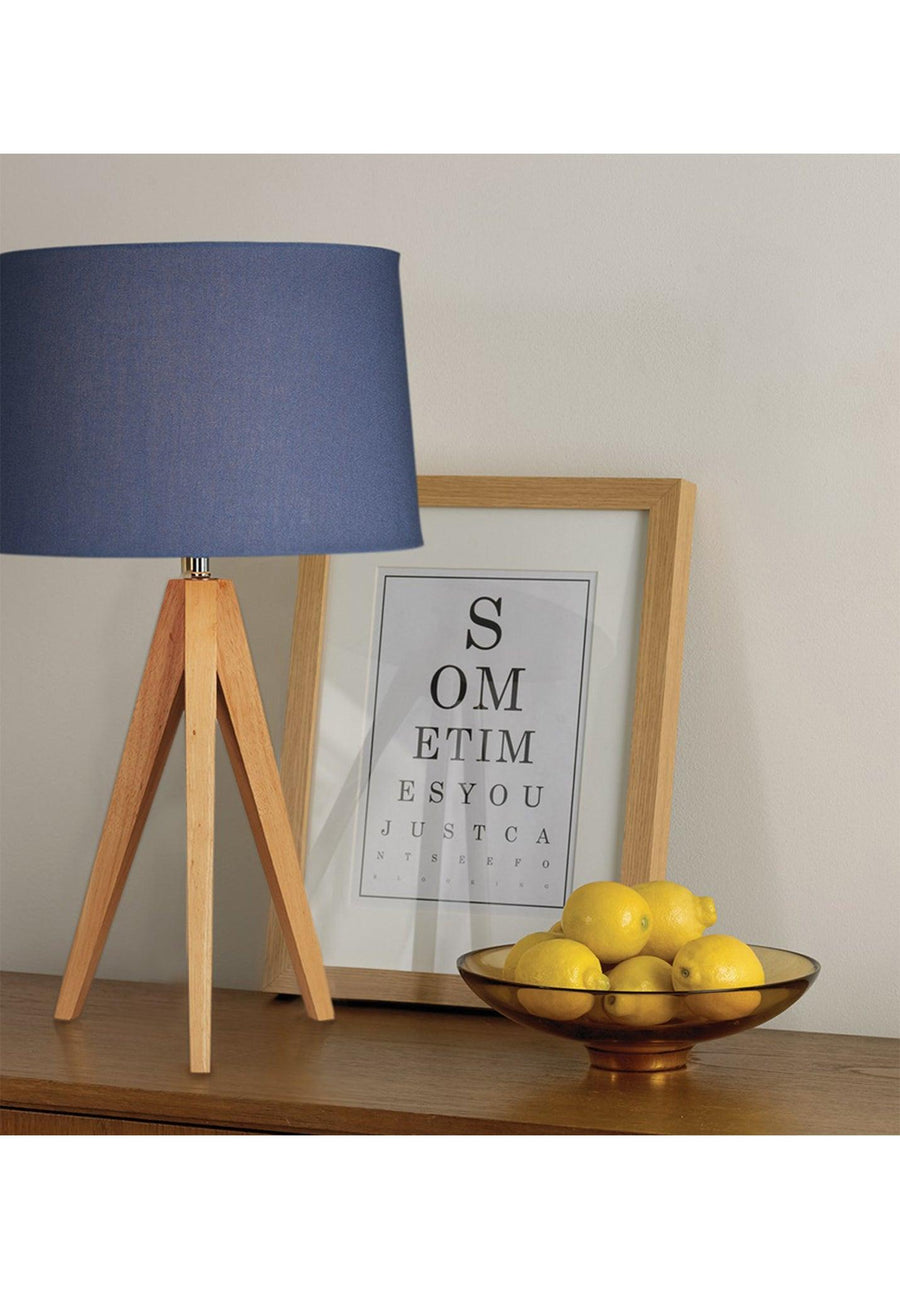 Village At Home Wooden Tripod Table Lamp - Denim Blue- Millys Store