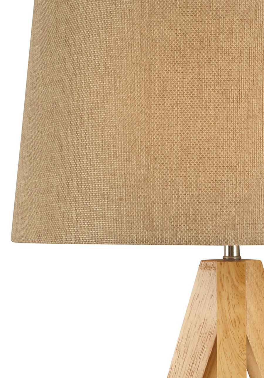 Village At Home Wooden Tripod Table Lamp Taupe Close up