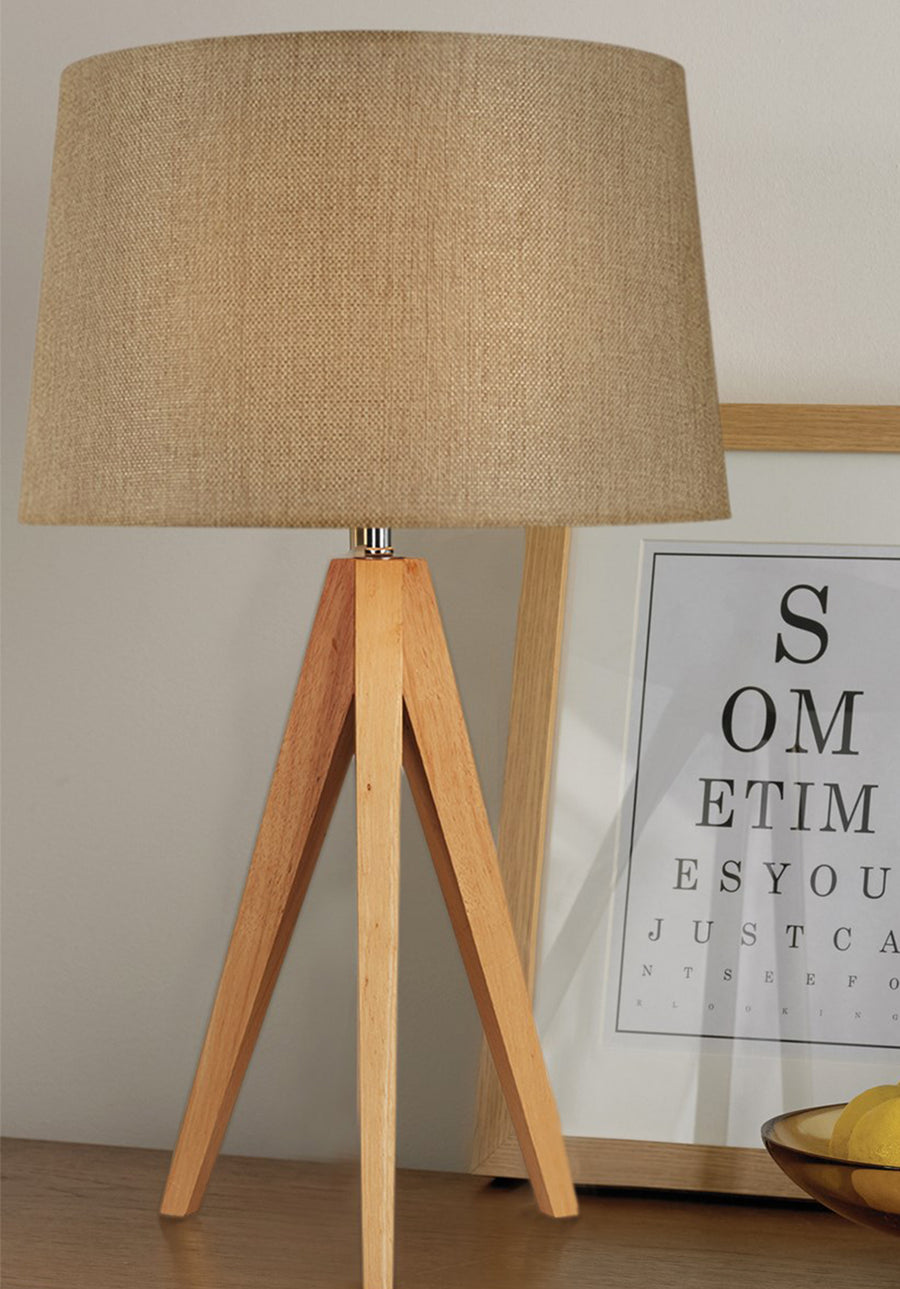 Village At Home Wooden Tripod Table Lamp Taupe Lifestyle
