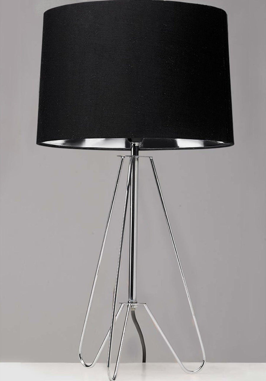 Village At Home Ziggy Table Lamp Chrome with Black Shade - Millys Store