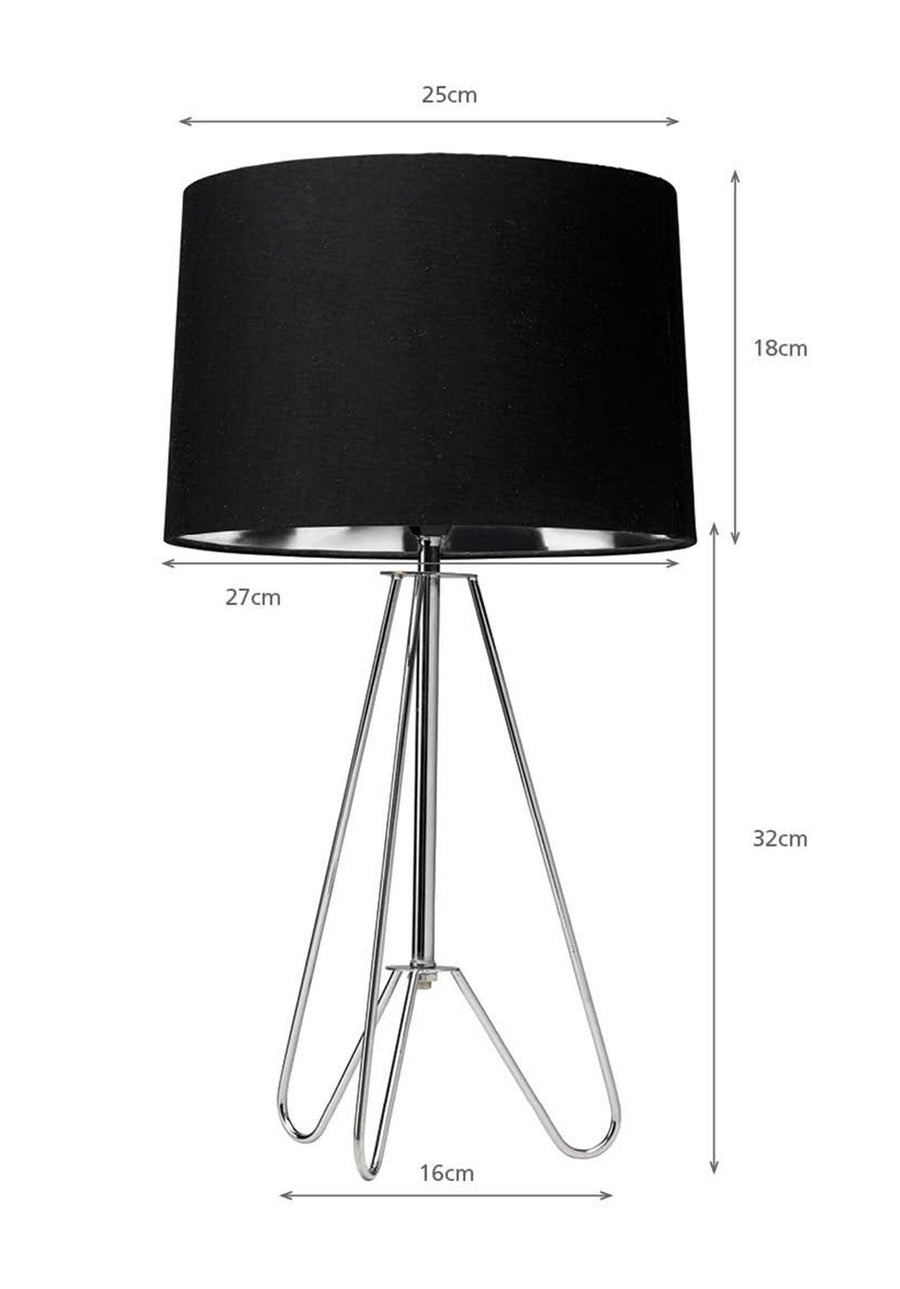 Village At Home Ziggy Table Lamp Chrome with Black Shade - Millys Store