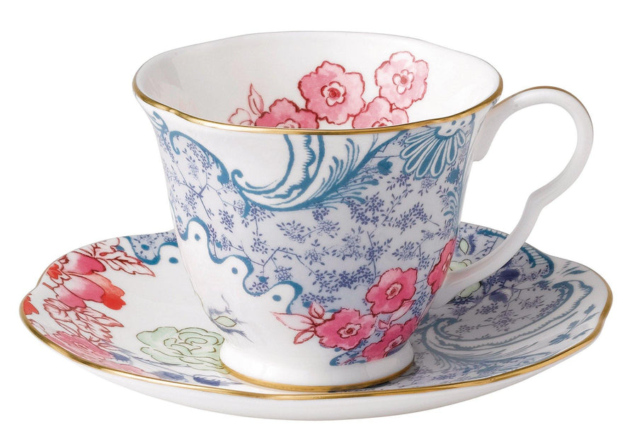 Wedgwood Butterfly Bloom Teacup and Saucer Blue and Pink - Millys Store