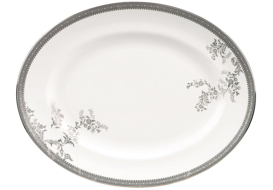 Wedgwood Vera Wang Lace Platinum Oval Dish 35cm - Millys Store